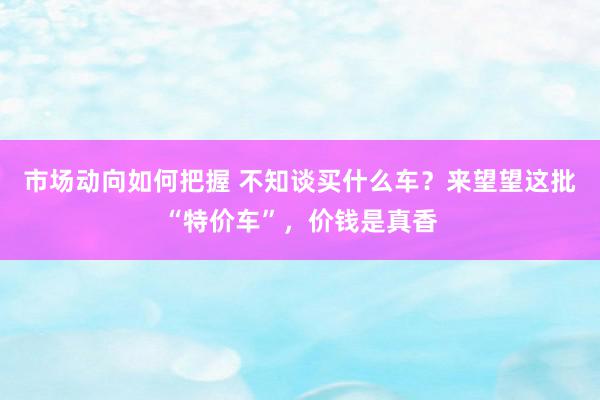 市场动向如何把握 不知谈买什么车？来望望这批“特价车”，价钱是真香