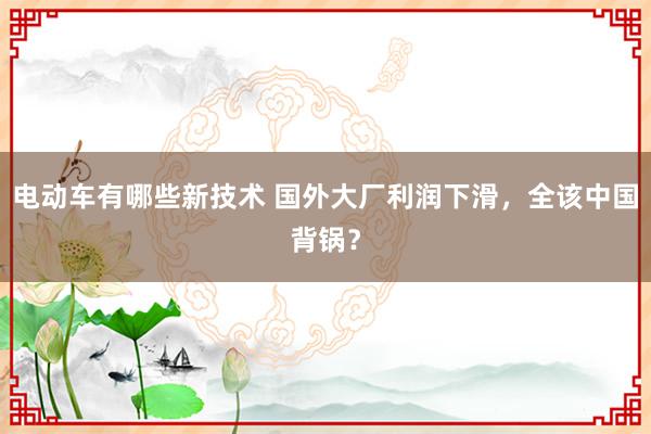 电动车有哪些新技术 国外大厂利润下滑，全该中国背锅？