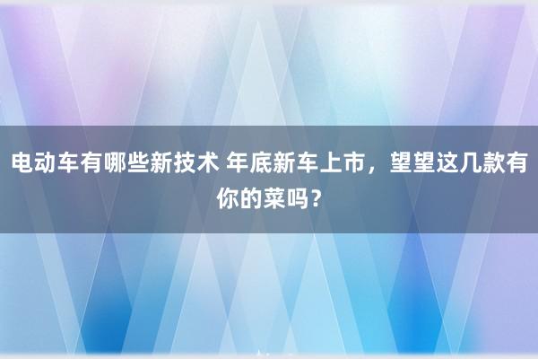 电动车有哪些新技术 年底新车上市，望望这几款有你的菜吗？