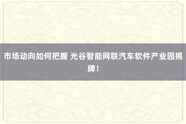 市场动向如何把握 光谷智能网联汽车软件产业园揭牌！