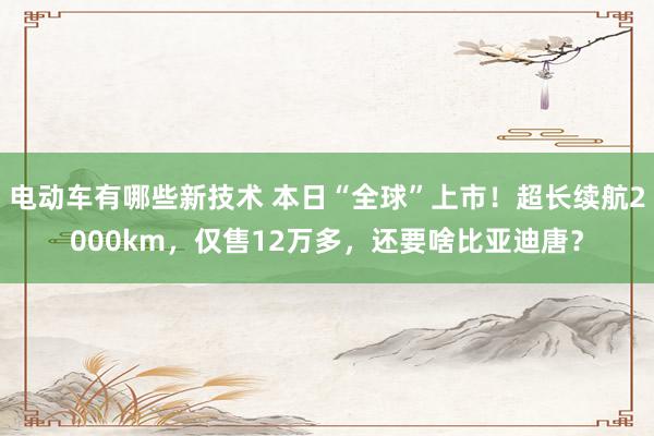 电动车有哪些新技术 本日“全球”上市！超长续航2000km，仅售12万多，还要啥比亚迪唐？