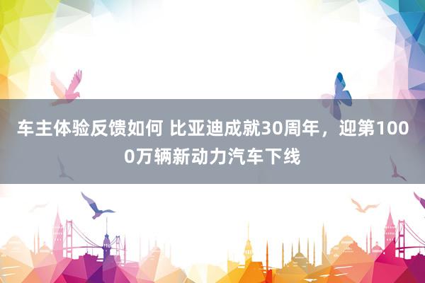 车主体验反馈如何 比亚迪成就30周年，迎第1000万辆新动力汽车下线