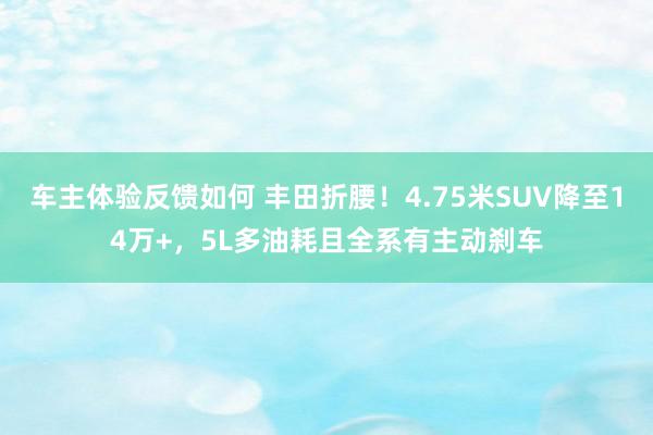 车主体验反馈如何 丰田折腰！4.75米SUV降至14万+，5L多油耗且全系有主动刹车