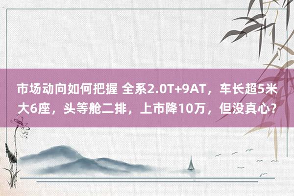 市场动向如何把握 全系2.0T+9AT，车长超5米大6座，头等舱二排，上市降10万，但没真心？