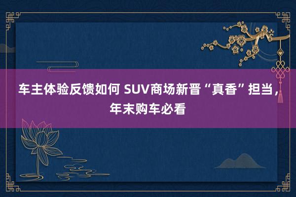 车主体验反馈如何 SUV商场新晋“真香”担当，年末购车必看