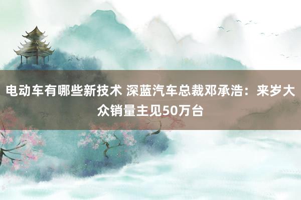 电动车有哪些新技术 深蓝汽车总裁邓承浩：来岁大众销量主见50万台