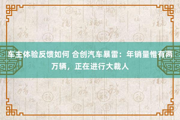 车主体验反馈如何 合创汽车暴雷：年销量惟有两万辆，正在进行大裁人