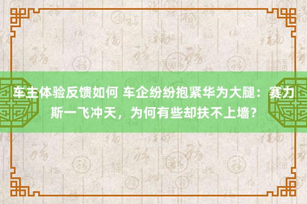 车主体验反馈如何 车企纷纷抱紧华为大腿：赛力斯一飞冲天，为何有些却扶不上墙？