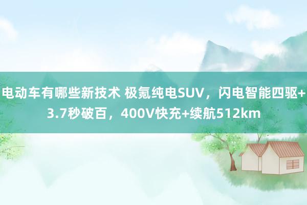 电动车有哪些新技术 极氪纯电SUV，闪电智能四驱+3.7秒破百，400V快充+续航512km