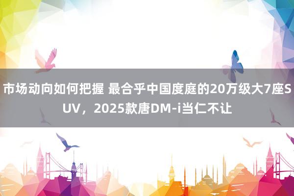 市场动向如何把握 最合乎中国度庭的20万级大7座SUV，2025款唐DM-i当仁不让