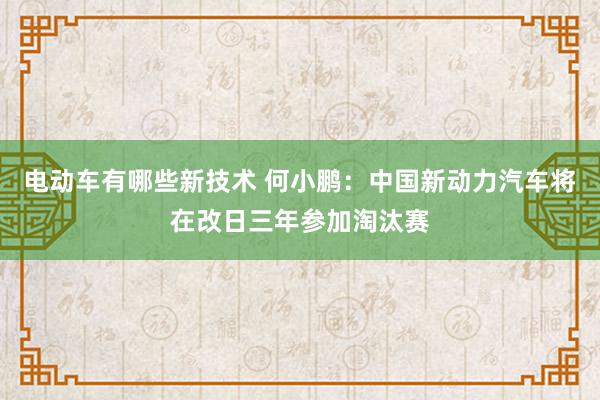 电动车有哪些新技术 何小鹏：中国新动力汽车将在改日三年参加淘汰赛