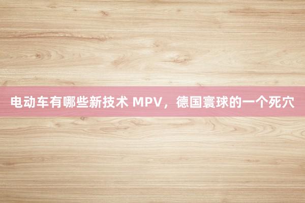 电动车有哪些新技术 MPV，德国寰球的一个死穴