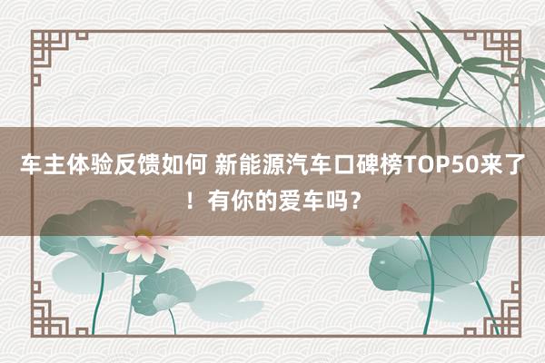 车主体验反馈如何 新能源汽车口碑榜TOP50来了！有你的爱车吗？