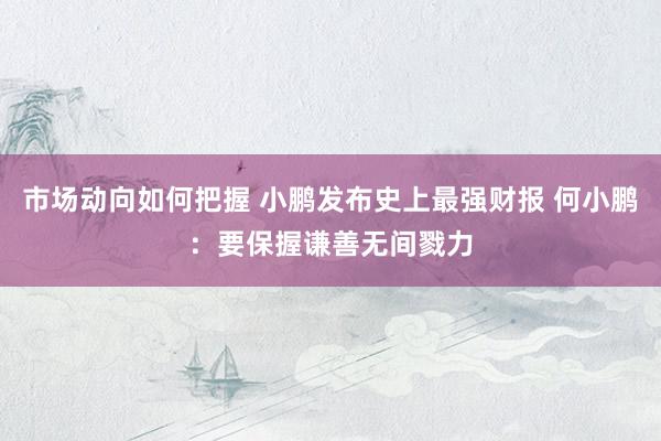 市场动向如何把握 小鹏发布史上最强财报 何小鹏：要保握谦善无间戮力