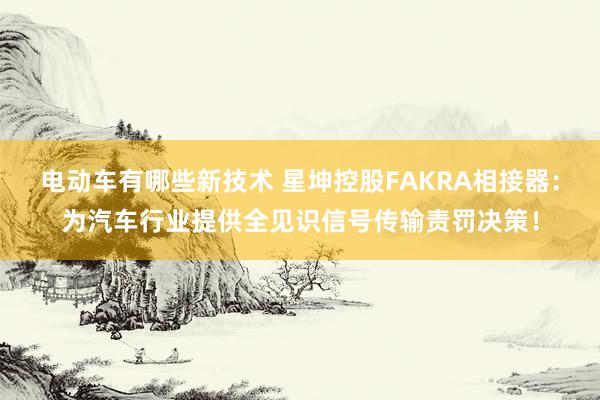 电动车有哪些新技术 星坤控股FAKRA相接器：为汽车行业提供全见识信号传输责罚决策！