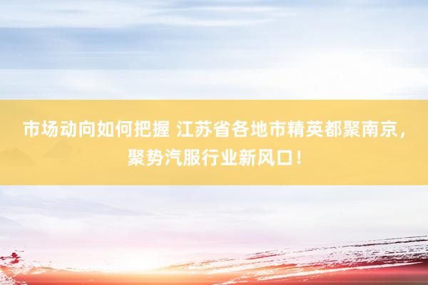 市场动向如何把握 江苏省各地市精英都聚南京，聚势汽服行业新风口！