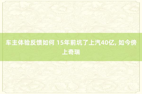 车主体验反馈如何 15年前坑了上汽40亿, 如今傍上奇瑞