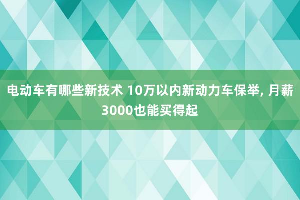 电动车有哪些新技术 10万以内新动力车保举, 月薪3000也能买得起