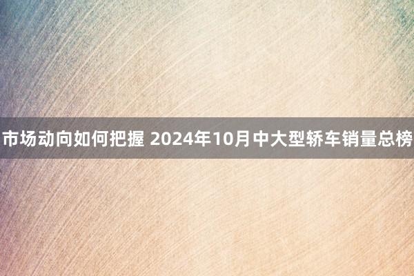 市场动向如何把握 2024年10月中大型轿车销量总榜