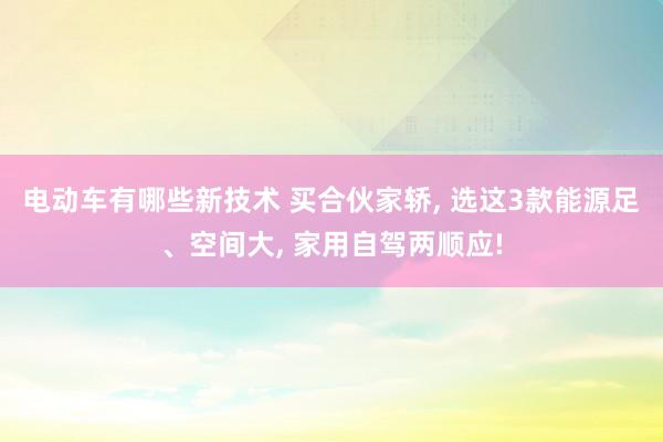 电动车有哪些新技术 买合伙家轿, 选这3款能源足、空间大, 家用自驾两顺应!