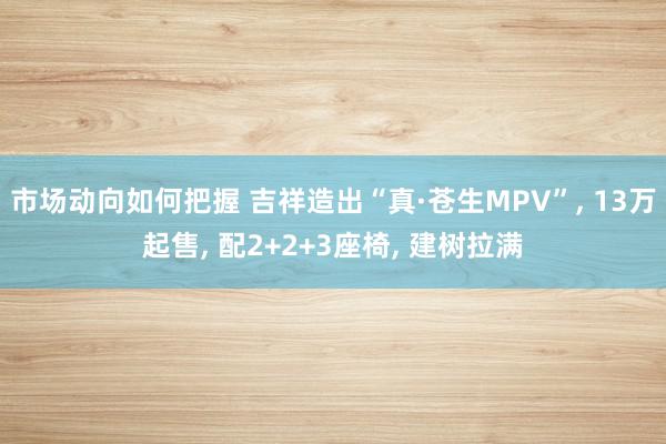 市场动向如何把握 吉祥造出“真·苍生MPV”, 13万起售, 配2+2+3座椅, 建树拉满