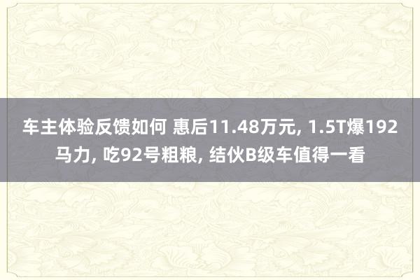 车主体验反馈如何 惠后11.48万元, 1.5T爆192马力, 吃92号粗粮, 结伙B级车值得一看