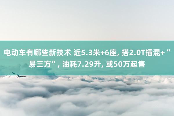 电动车有哪些新技术 近5.3米+6座, 搭2.0T插混+“易三方”, 油耗7.29升, 或50万起售