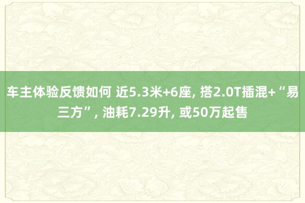 车主体验反馈如何 近5.3米+6座, 搭2.0T插混+“易三方”, 油耗7.29升, 或50万起售