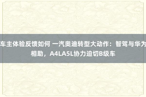 车主体验反馈如何 一汽奥迪转型大动作：智驾与华为相助，A4LA5L协力迫切B级车