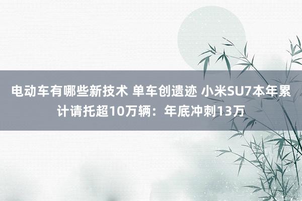 电动车有哪些新技术 单车创遗迹 小米SU7本年累计请托超10万辆：年底冲刺13万