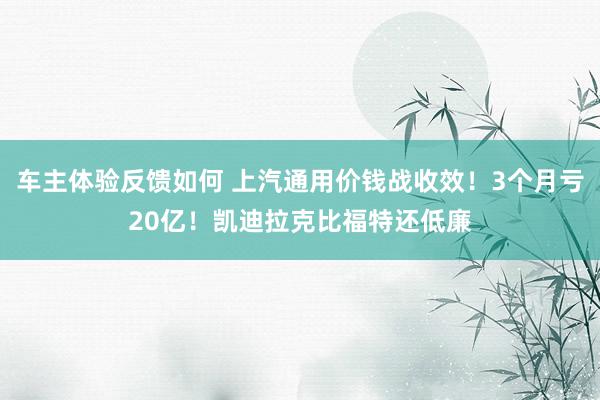 车主体验反馈如何 上汽通用价钱战收效！3个月亏20亿！凯迪拉克比福特还低廉