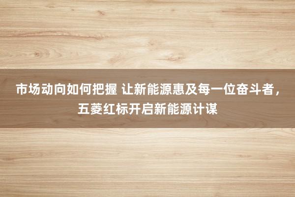 市场动向如何把握 让新能源惠及每一位奋斗者，五菱红标开启新能源计谋