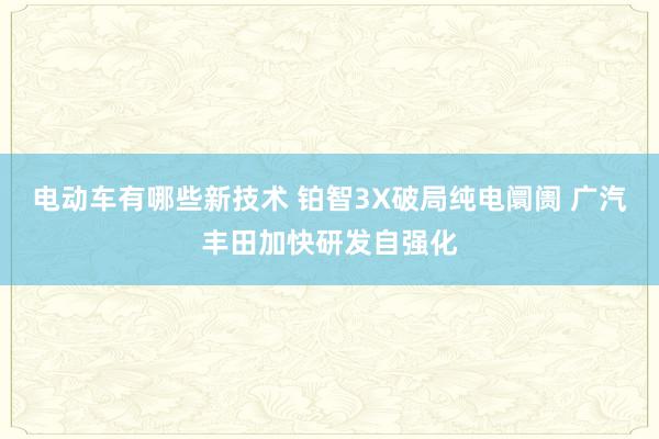 电动车有哪些新技术 铂智3X破局纯电阛阓 广汽丰田加快研发自强化