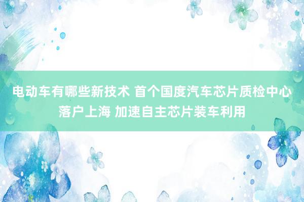 电动车有哪些新技术 首个国度汽车芯片质检中心落户上海 加速自主芯片装车利用