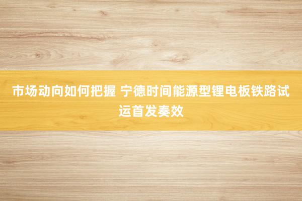 市场动向如何把握 宁德时间能源型锂电板铁路试运首发奏效