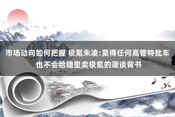 市场动向如何把握 极氪朱凌:莫得任何高管特批车 也不会给暗里卖极氪的渠谈背书