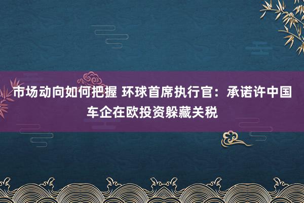 市场动向如何把握 环球首席执行官：承诺许中国车企在欧投资躲藏关税