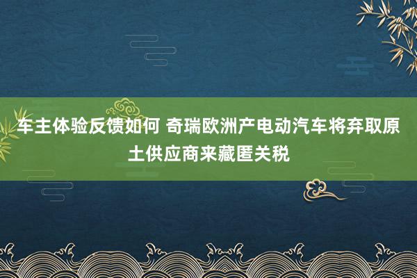 车主体验反馈如何 奇瑞欧洲产电动汽车将弃取原土供应商来藏匿关税